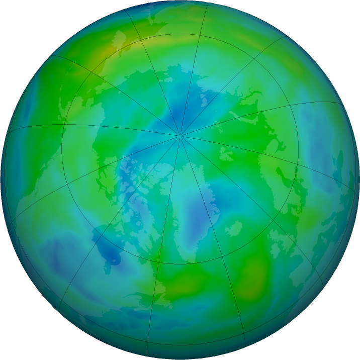 Arctic ozone map for 03 October 2016